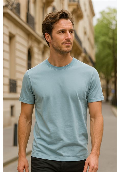 T-shirt Uomo Azzurro Polvere in Cotone Ice Estivo ALPHA STUDIO | T-shirt | AU-1330C1016